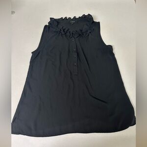 Talbots Black Ruffle-Neck Sleeveless Blouse